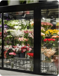 Florist making flower arrange